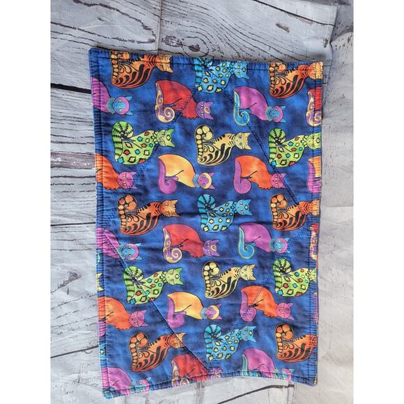 Set Of 2 Handmade Quilted Cat Print Placemats 16x11 Inches - Picture 5 of 8
